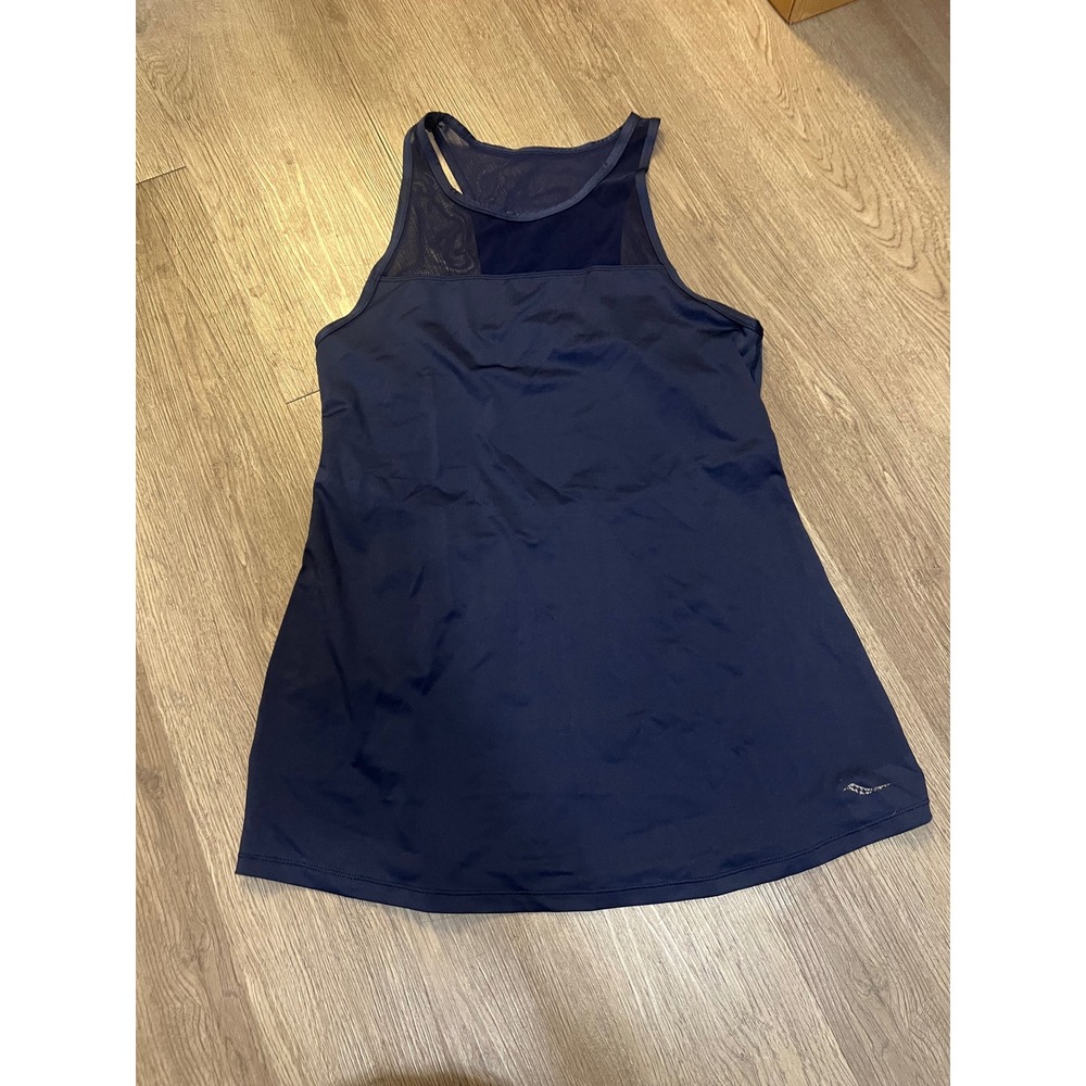 Saucony Womens Navy Blue Mesh Keyhole Back Racerback Athletic Running Tank Top